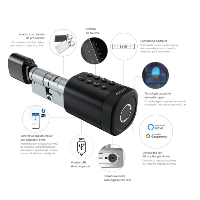 Modena Smart App Modena Smart Cylinder - Negro Mate - MODENA Designer Hardware